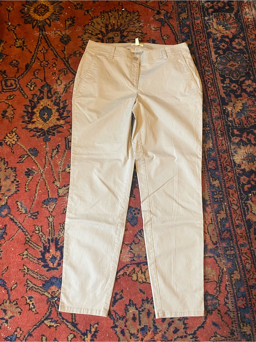 Eileen Fisher Light Gray Cotton Stretch Slacks Small